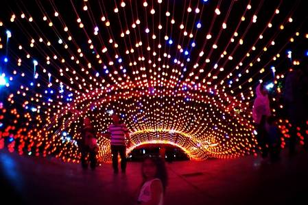 Туннель из светодиодов в городском парке
